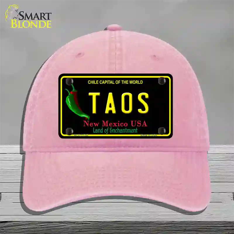 Taos New Mexico Black State Novelty License Plate Hat Unconstructed Cotton / Pink