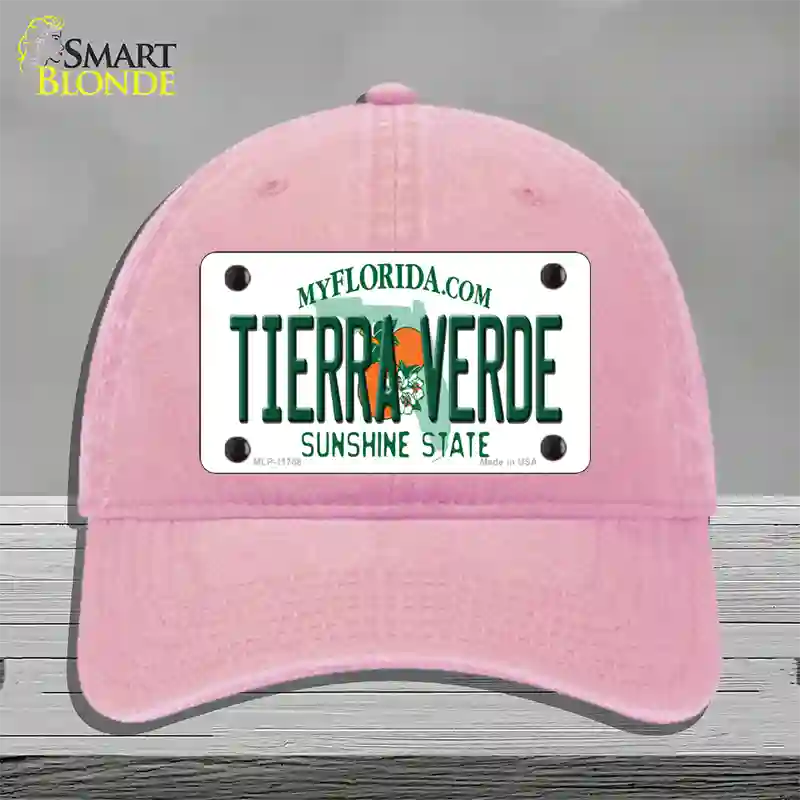 Tierra Verde Florida Novelty License Plate Hat Unconstructed Cotton / Pink