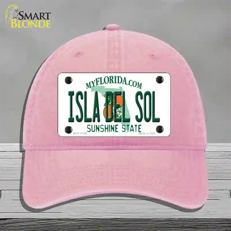 Isla Del Sol Florida Novelty License Plate Hat Unconstructed Cotton / Pink