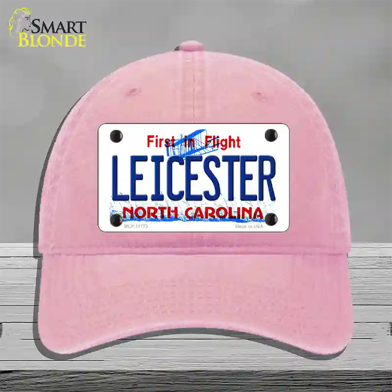 Leicester North Carolina State Novelty License Plate Hat Unconstructed Cotton / Pink