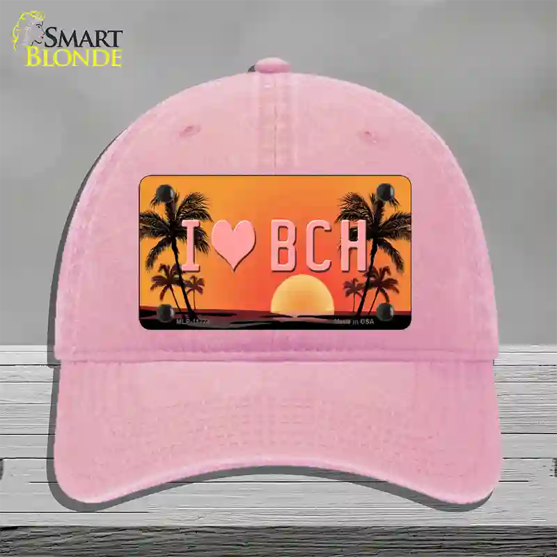 I Love Beach Novelty License Plate Hat Unconstructed Cotton / Pink