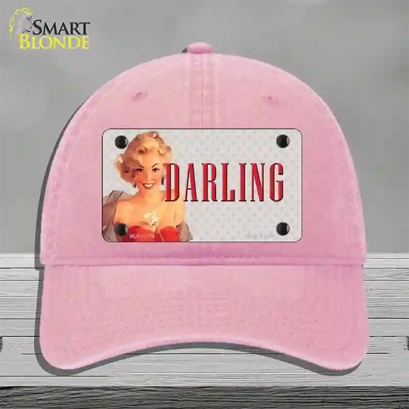 Darling Vintage Pinup Novelty License Plate Hat Unconstructed Cotton / Pink