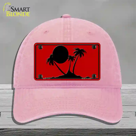 Island Palms Novelty License Plate Hat Unconstructed Cotton / Pink