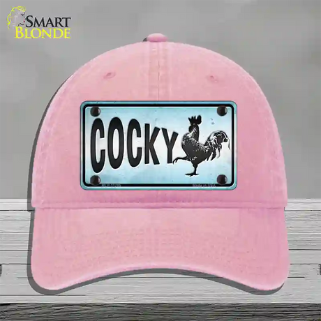 Cocky Chicken Novelty License Plate Hat Unconstructed Cotton / Pink