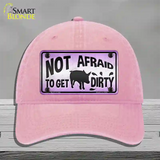 Not Afraid to Get Dirty Novelty License Plate Hat Unconstructed Cotton / Pink