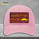 Respect the Stache Novelty License Plate Hat Unconstructed Cotton / Pink