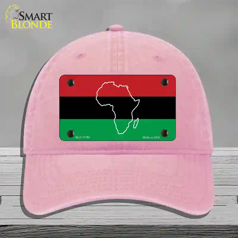 Africa Outline With Flag Novelty License Plate Hat Unconstructed Cotton / Pink