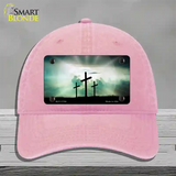 Crosses in the Sun Blue Novelty License Plate Hat Unconstructed Cotton / Pink