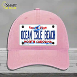 Ocean Isle Beach North Carolina Novelty License Plate Hat Unconstructed Cotton / Pink