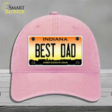 Best Dad Indiana Novelty License Plate Hat Unconstructed Cotton / Pink