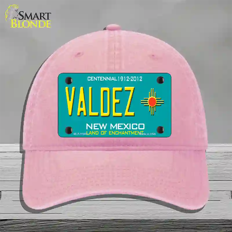 Valdez New Mexico Novelty License Plate Hat Unconstructed Cotton / Pink