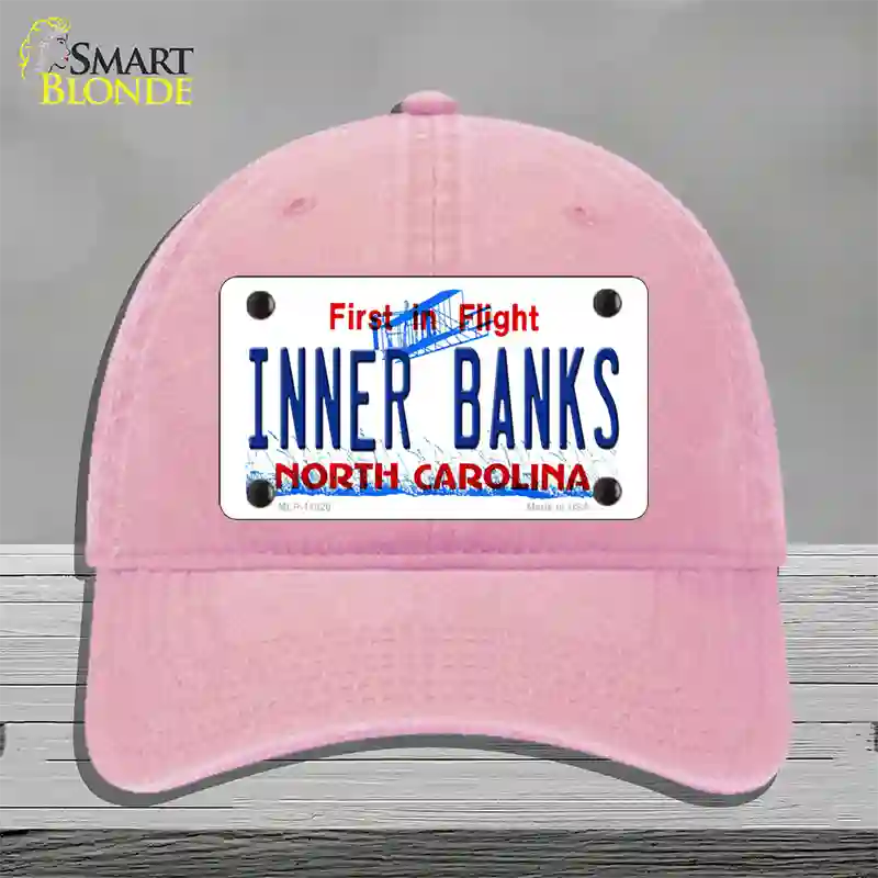 Inner Banks North Carolina Novelty License Plate Hat Unconstructed Cotton / Pink