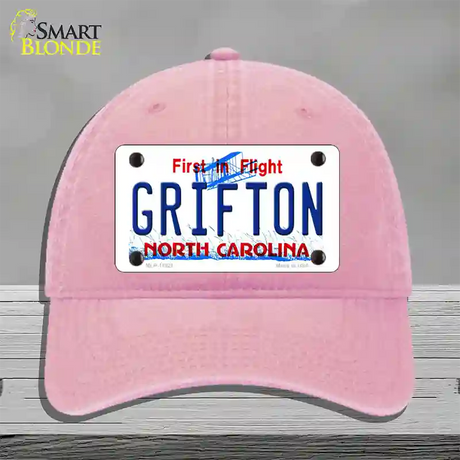 Grifton North Carolina Novelty License Plate Hat Unconstructed Cotton / Pink