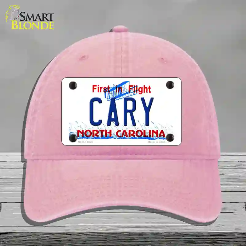 Cary North Carolina Novelty License Plate Hat Unconstructed Cotton / Pink