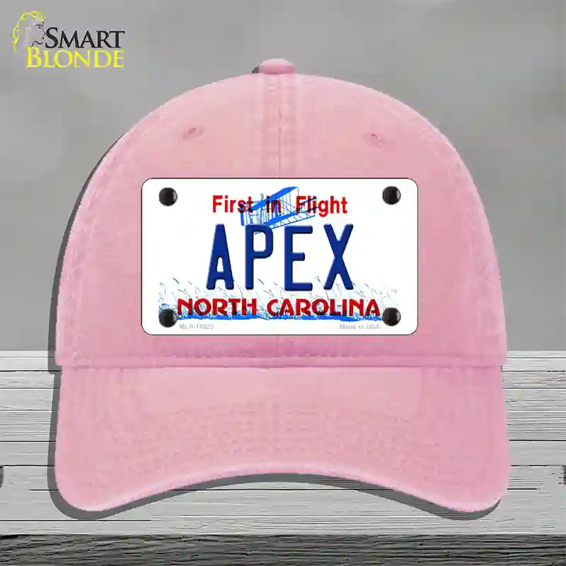 Apex North Carolina Novelty License Plate Hat Unconstructed Cotton / Pink