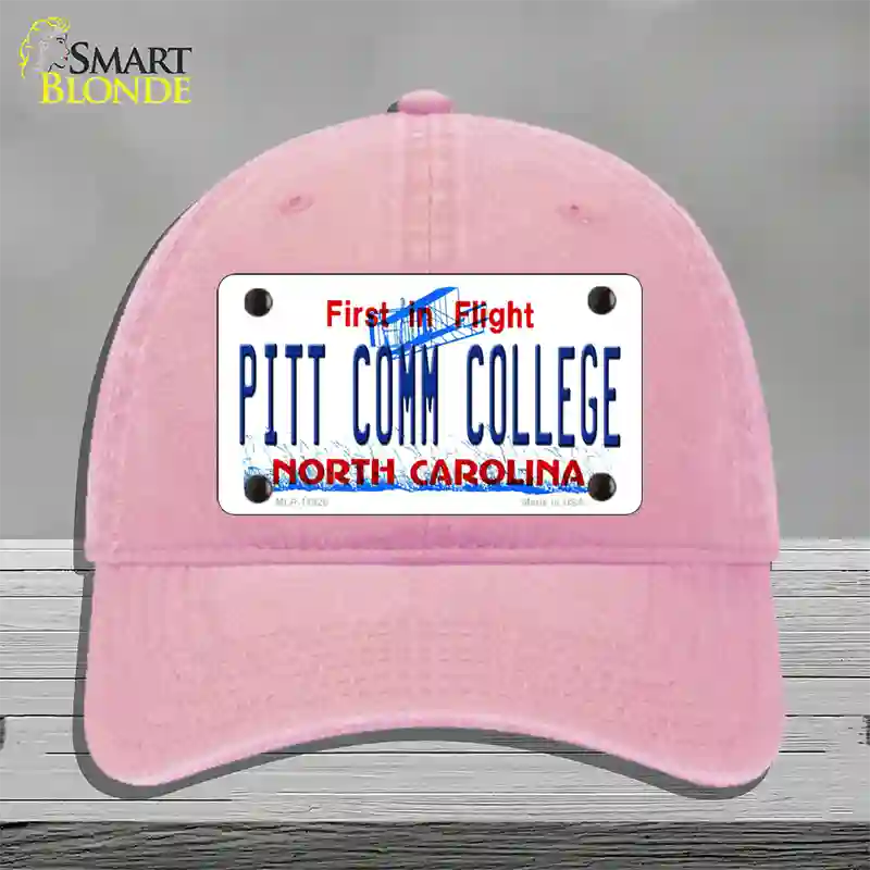 Pitt Comm College North Carolina Novelty License Plate Hat Unconstructed Cotton / Pink