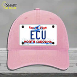 ECU North Carolina Novelty License Plate Hat Unconstructed Cotton / Pink