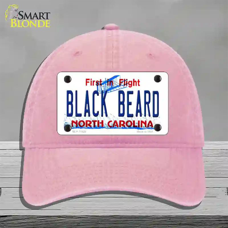 Black Beard North Carolina Novelty License Plate Hat Unconstructed Cotton / Pink