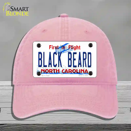 Black Beard North Carolina Novelty License Plate Hat Unconstructed Cotton / Pink