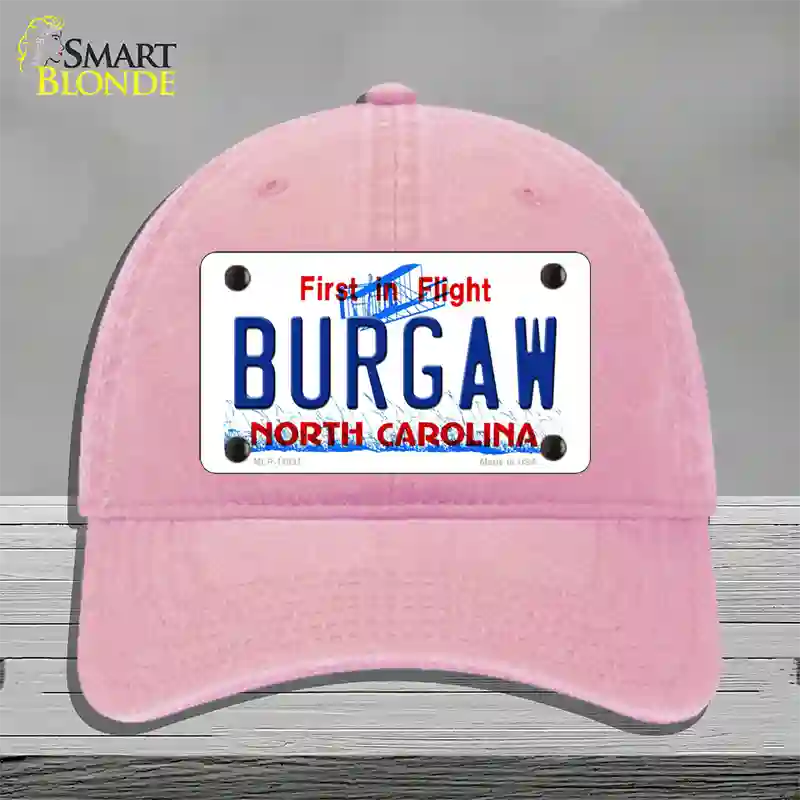 Burgaw North Carolina Novelty License Plate Hat Unconstructed Cotton / Pink