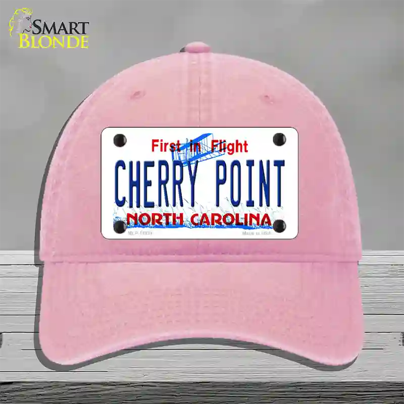 Cherry Point North Carolina Novelty License Plate Hat Unconstructed Cotton / Pink