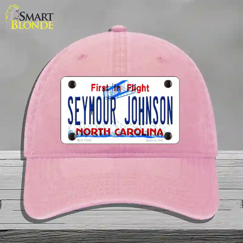 Seymour Johnson North Carolina Novelty License Plate Hat Unconstructed Cotton / Pink