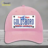 Goldsboro North Carolina Novelty License Plate Hat Unconstructed Cotton / Pink