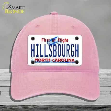 Hillsbourgh North Carolina Novelty License Plate Hat Unconstructed Cotton / Pink