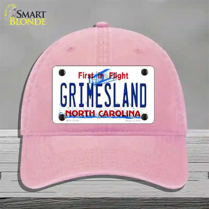 Grimesland North Carolina Novelty License Plate Hat Unconstructed Cotton / Pink