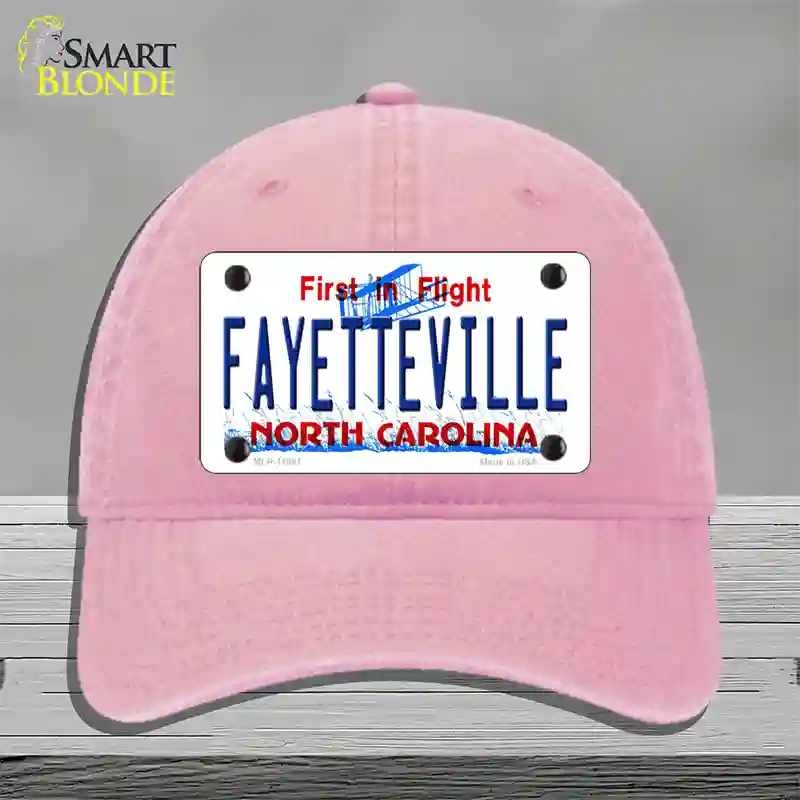 Fayetteville North Carolina Novelty License Plate Hat Unconstructed Cotton / Pink