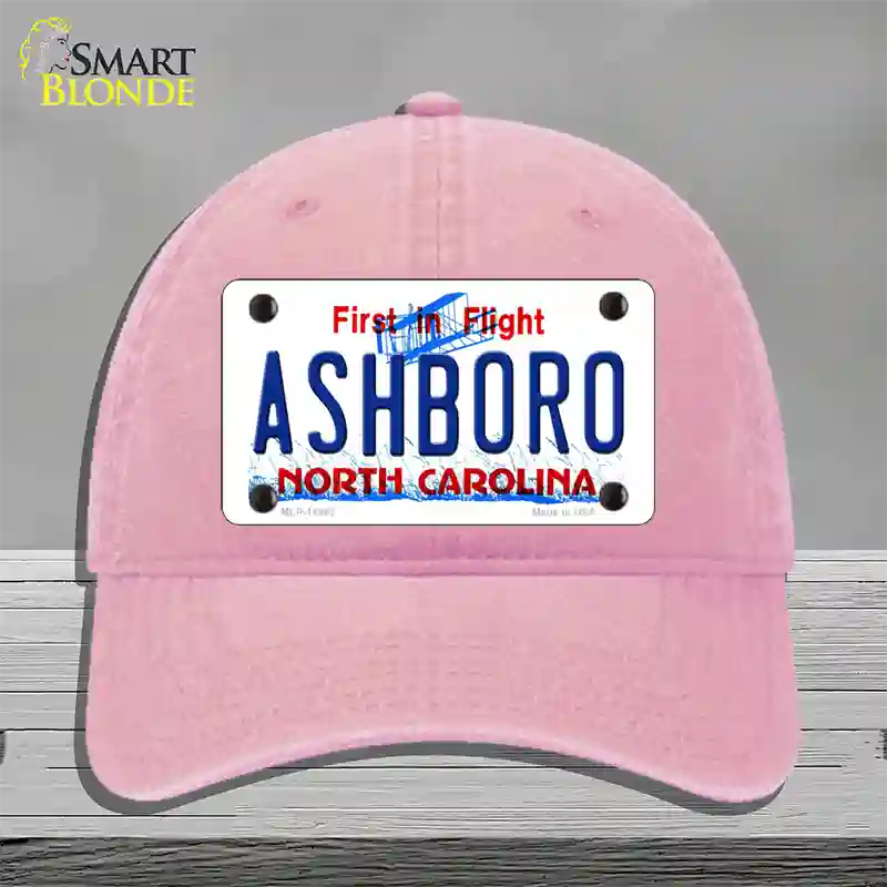 Ashboro North Carolina Novelty License Plate Hat Unconstructed Cotton / Pink