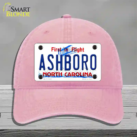 Ashboro North Carolina Novelty License Plate Hat Unconstructed Cotton / Pink