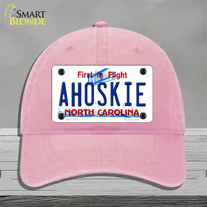 Ahoskie North Carolina Novelty License Plate Hat Unconstructed Cotton / Pink