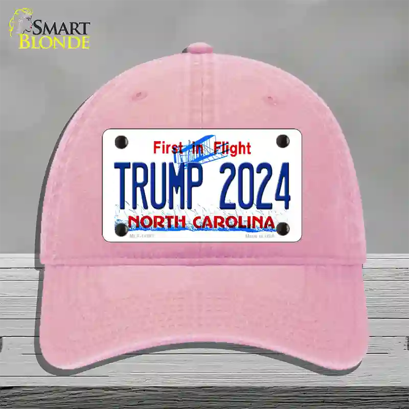 Trump 2024 North Carolina Novelty License Plate Hat Unconstructed Cotton / Pink