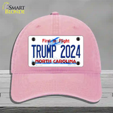 Trump 2024 North Carolina Novelty License Plate Hat Unconstructed Cotton / Pink