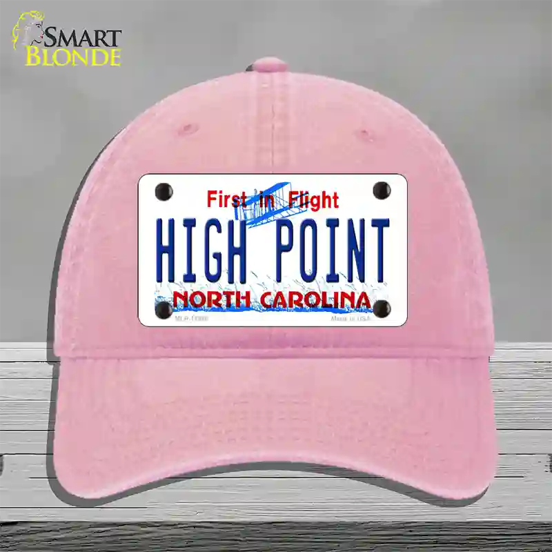 High Point North Carolina Novelty License Plate Hat Unconstructed Cotton / Pink