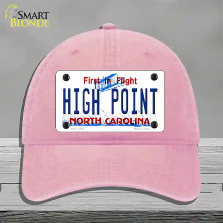 High Point North Carolina Novelty License Plate Hat Unconstructed Cotton / Pink