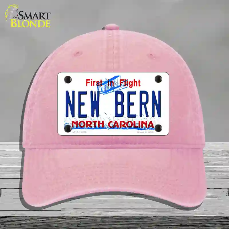 New Bern North Carolina Novelty License Plate Hat Unconstructed Cotton / Pink