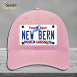 New Bern North Carolina Novelty License Plate Hat Unconstructed Cotton / Pink