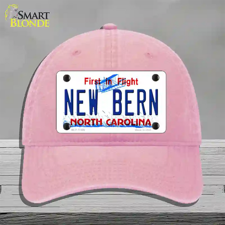 New Bern North Carolina Novelty License Plate Hat Unconstructed Cotton / Pink