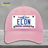 Elon North Carolina Novelty License Plate Hat Unconstructed Cotton / Pink