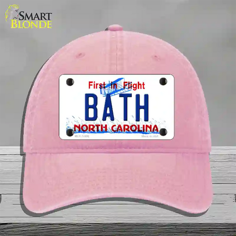 Bath North Carolina Novelty License Plate Hat Unconstructed Cotton / Pink