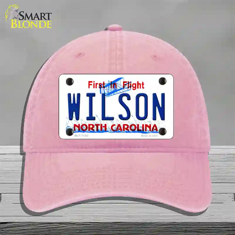 Wilson North Carolina Novelty License Plate Hat Unconstructed Cotton / Pink