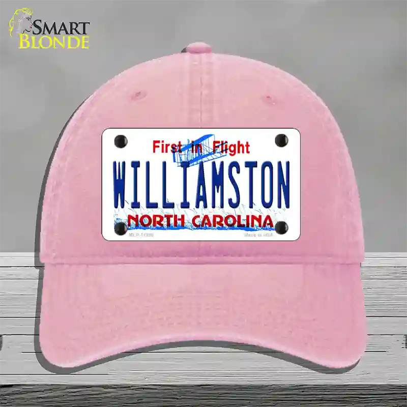 Williamston North Carolina Novelty License Plate Hat Unconstructed Cotton / Pink