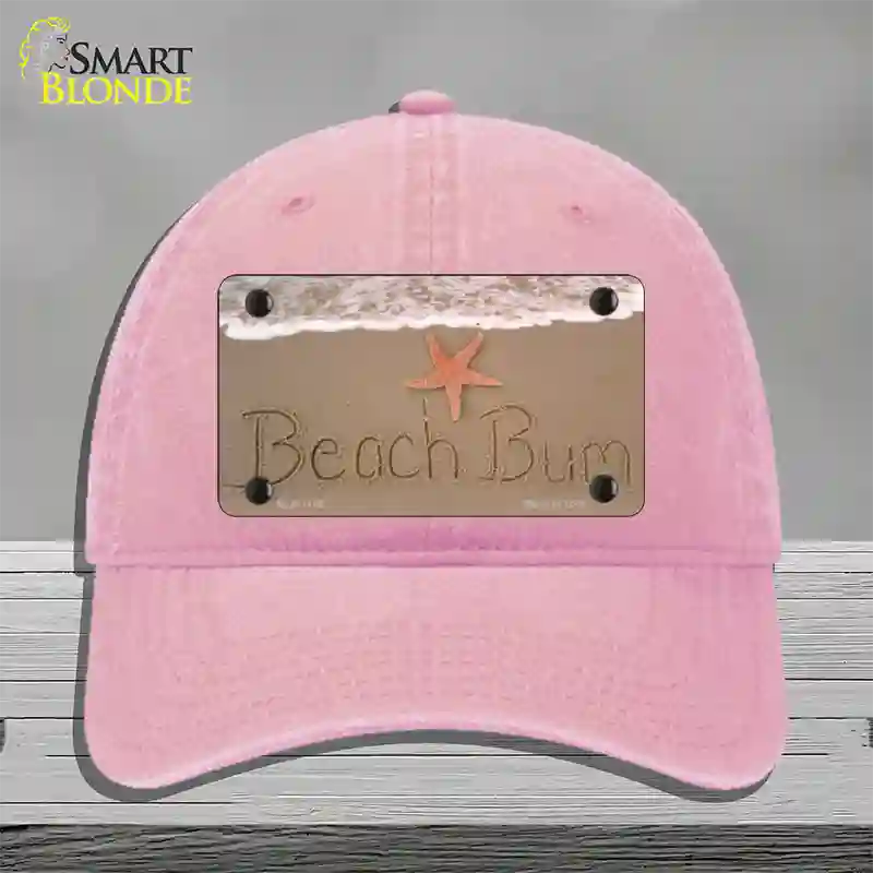 Beach Bum Novelty License Plate Hat Unconstructed Cotton / Pink