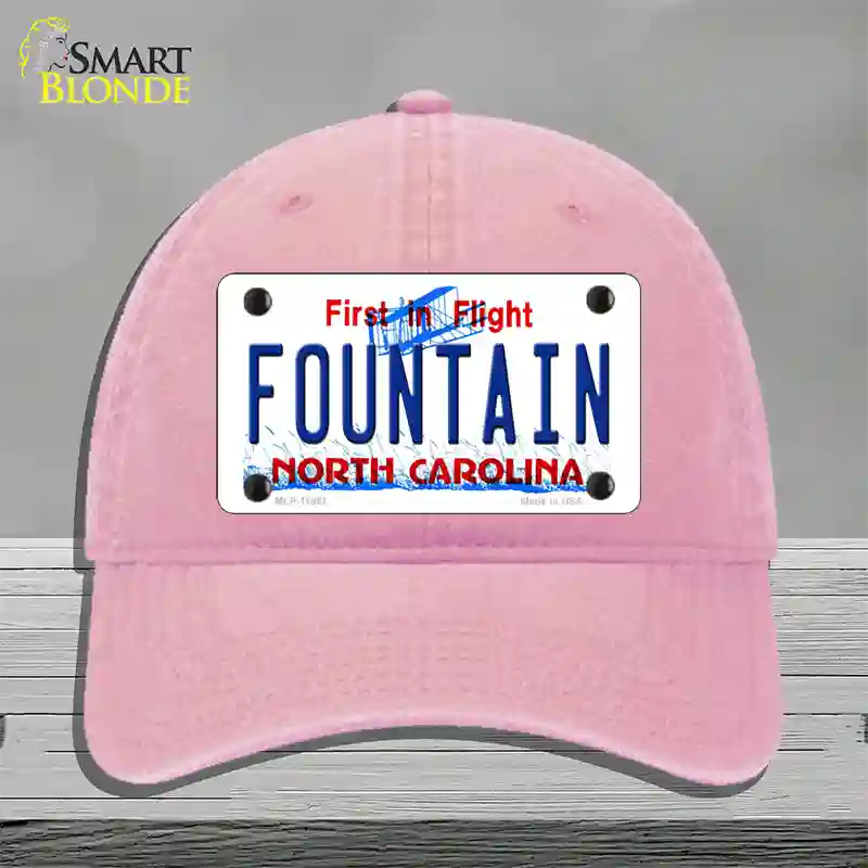 Fountain North Carolina Novelty License Plate Hat Unconstructed Cotton / Pink