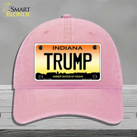 Trump Indiana Novelty License Plate Hat Unconstructed Cotton / Pink