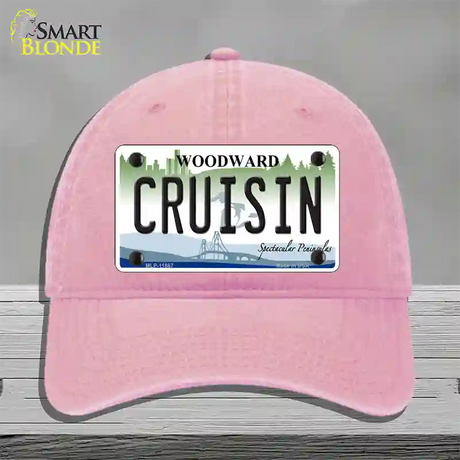 Cruisin Woodward Michigan Novelty License Plate Hat Unconstructed Cotton / Pink