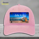 John 3 16 Beach Novelty License Plate Hat Unconstructed Cotton / Pink