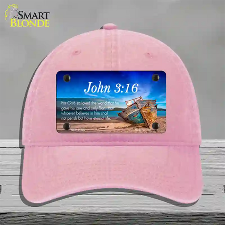 John 3 16 Beach Novelty License Plate Hat Unconstructed Cotton / Pink